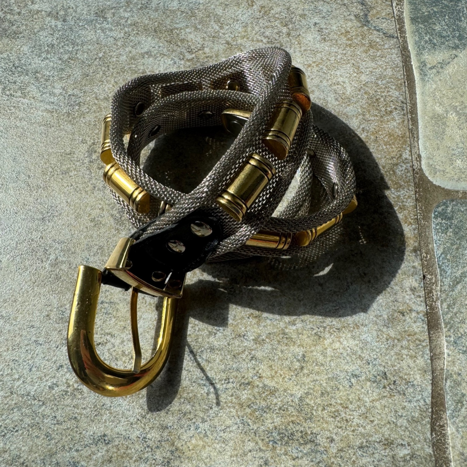 Vintage 90s Bullet Casing Belt Gold Metal Mesh Western Statement Waist Belt 34"